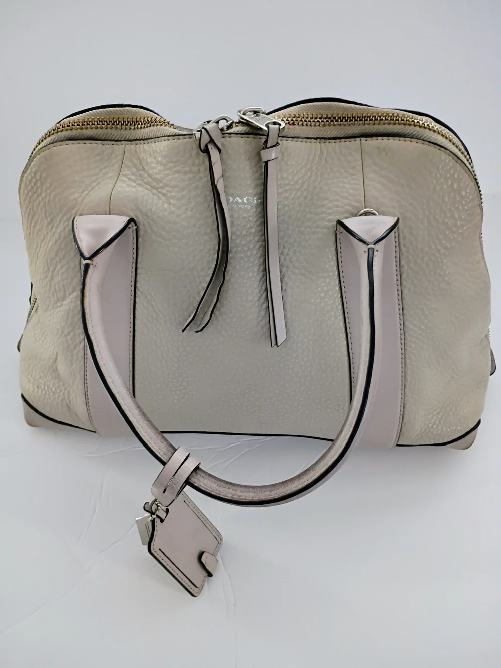 Coach pebble leather handbag Creed 30144 Bleecker Ecru